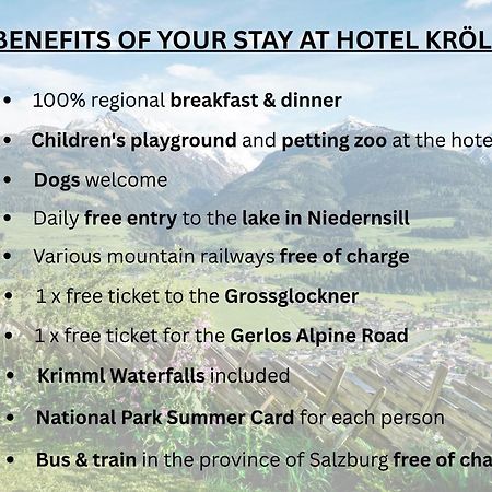 Hotel Gasthof Kroell - Inkl Nationalpark-Karte, 1 X Grossglockner Hochalpenstrasse Kostenlos, Verschiedene Bergbahnen Kostenlos, Badesee Kostenlos, Bus & Zug Kostenlos, Regionale Kueche Niedernsill Zewnętrze zdjęcie